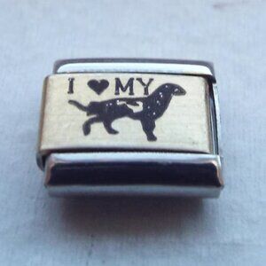 I heart My and a Springer Spaniel gold matte 9mm stainless steel italian charm